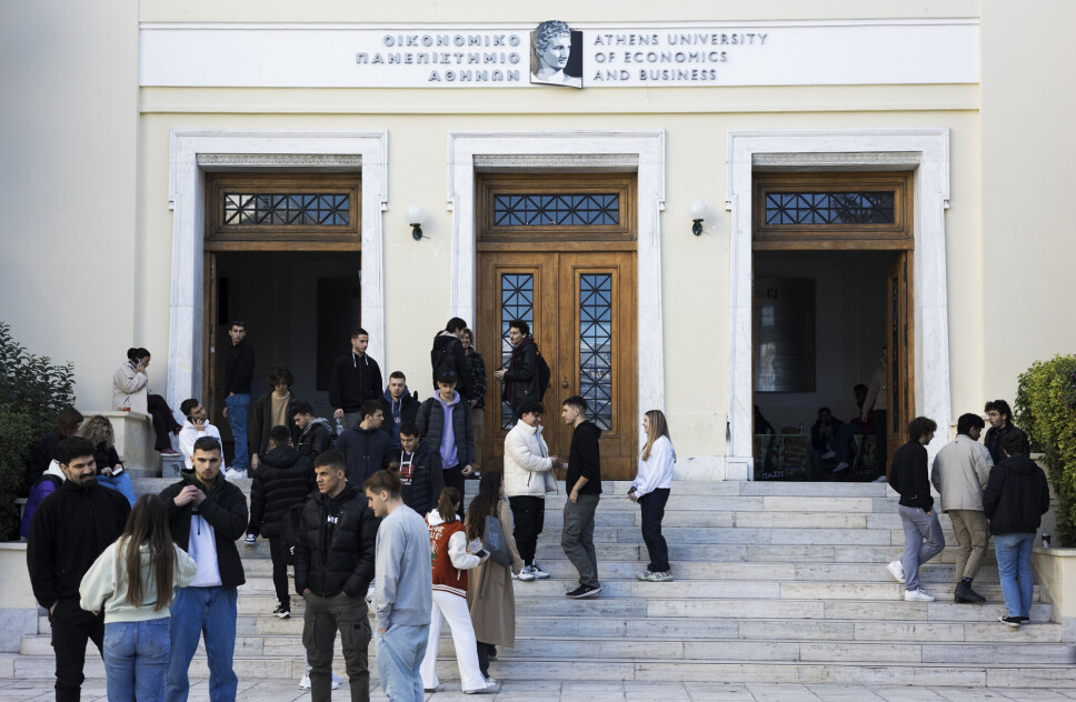 Stille etter stormen: Athens universitet for økonomi og handel har vært åsted for hissige sammenstøt mellom studenter og politi de siste årene.